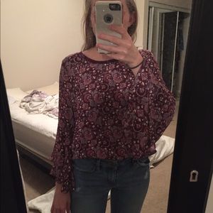 Floral bell sleeve top